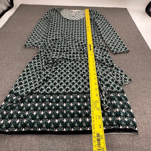 Max Studio Dress Wrap Side‎ Tye Small Stretch Green White Geometric Print - Picture 8 of 13